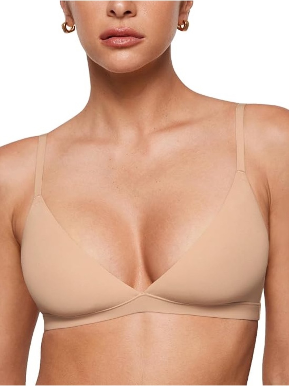 INLYRIC Unlined Triangle Bralette, Ultrasoft, Tan, Size M